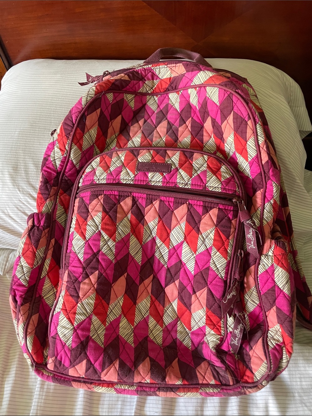 Vera Bradley Quilted Pink Multi Chevron Backpack